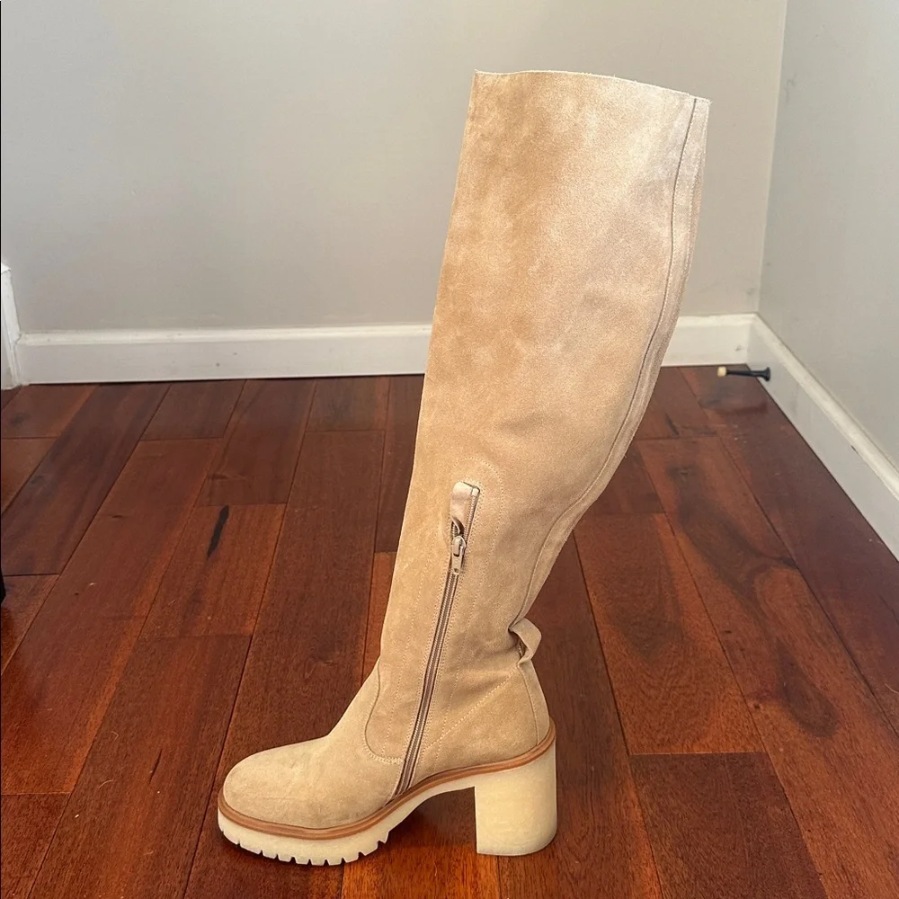Free People Cream Over the Knee Boots Size 10.5